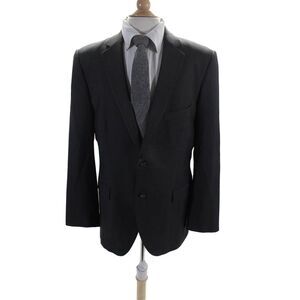 Strellson Mens Two Button Classic Lapel Blazer Jacket Gray Wool Size EUR 52